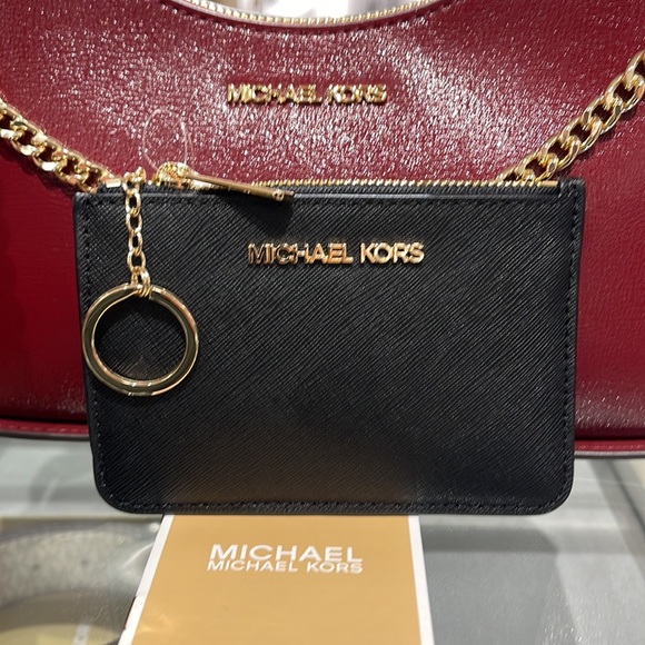 MICHAEL KORS SMALL TOP ZIP COINPOUCH WITH ID CARD CASE WALLET 
COLOR: BLACK 
NWT - Picture 5 of 16
